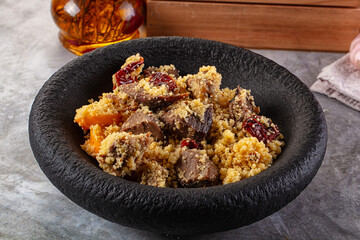 Traditional couscous with lamb and vegetables