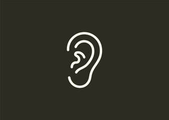 Fototapeta premium A minimalist line art logo of an ear, symbolizing hearing, awareness, and communication