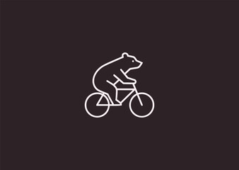 A line art logo of a bear riding a bicycle, symbolizing playfulness, creativity, and balance