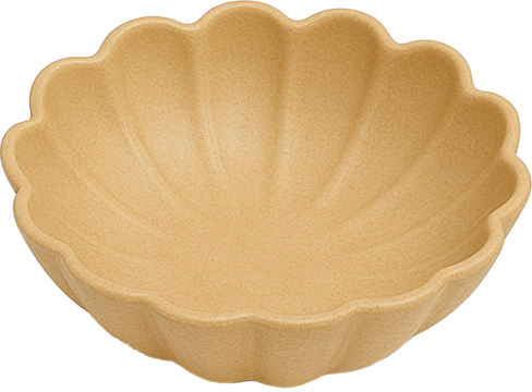 Scalloped wooden dish shaped like a flower