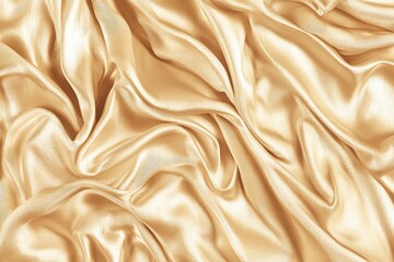 Obraz premium Luxurious golden satin fabric background with folds and ripples, creating an elegant atmosphere