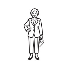 Old people black and white illustration vector image simple minimalist artwork design template