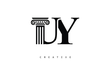 UY Law Prime Monogram Logo Design Classic Column & Legal Symbol