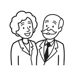 Old people black and white illustration vector image simple minimalist artwork design template