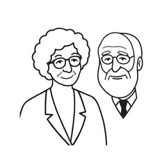 Old people black and white illustration vector image simple minimalist artwork design template