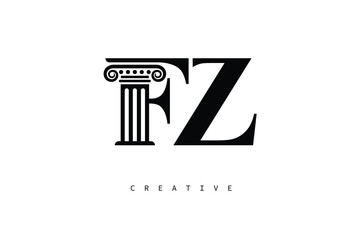 FZ Law Prime Monogram Logo Design Classic Column & Legal Symbol