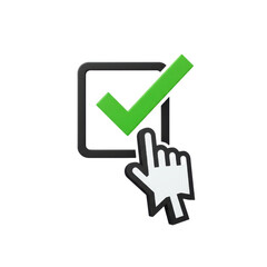 Checkmark with hand cursor selecting an option isolated PNG with Transparent Background