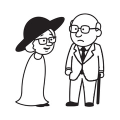 Old people black and white illustration vector image simple minimalist artwork design template