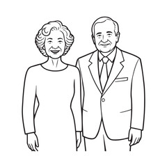 Old people black and white illustration vector image simple minimalist artwork design template