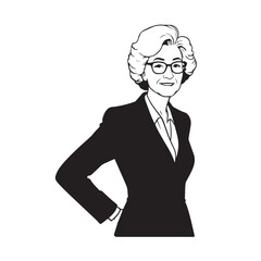 Old people black and white illustration vector image simple minimalist artwork design template