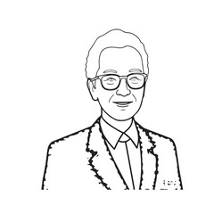 Old people black and white illustration vector image simple minimalist artwork design template