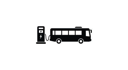 electric bus charging station icon graphic design