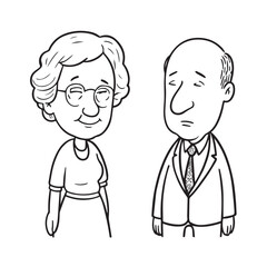 Old people black and white illustration vector image simple minimalist artwork design template