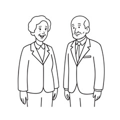 Old people black and white illustration vector image simple minimalist artwork design template