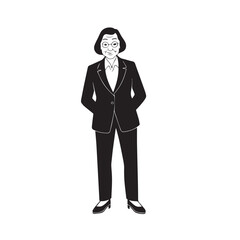 Old people black and white illustration vector image simple minimalist artwork design template