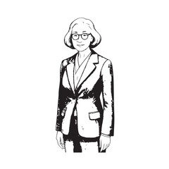 Old people black and white illustration vector image simple minimalist artwork design template