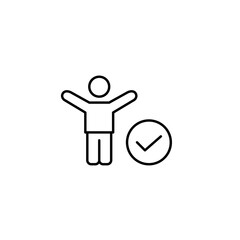 Happy person with arms raised, achievement and success. Pixel perfect, editable stroke vector icon