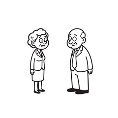 Old people black and white illustration vector image simple minimalist artwork design template