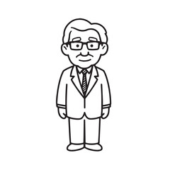 Old people black and white illustration vector image simple minimalist artwork design template