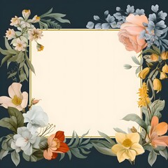 illustration art frame with flowers