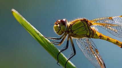 Dragonfly macro closeup photo 
