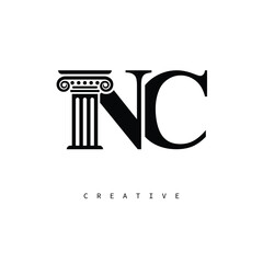 NC Law Prime Monogram Logo Design Classic Column & Legal Symbol