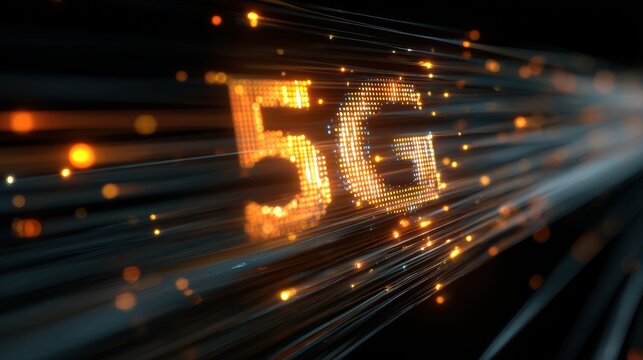 Dynamic 5G network visuals representing speed and high connectivity in modern communication technology.