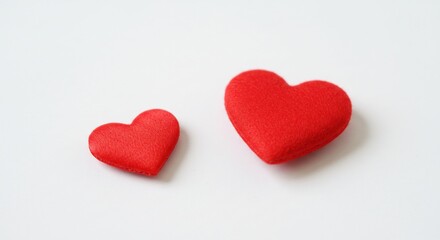 Fototapeta premium 優しく輝く赤色の二つのハート シンプル背景. AI Generated