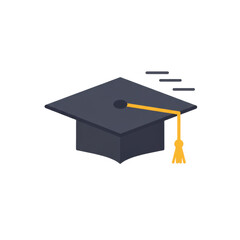 Black Graduation Cap with Gold Tassel Icon