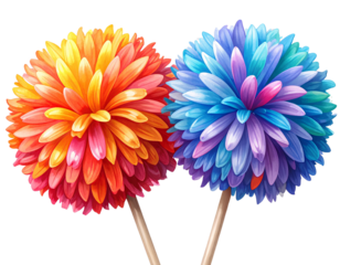 Firefly_Two bright, colorful cheerleading pompoms for children's dance party sports accessory 