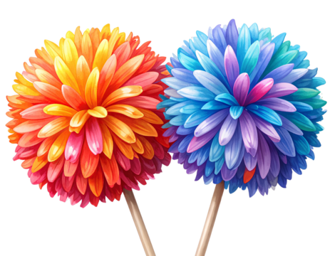 Firefly_Two bright, colorful cheerleading pompoms for children's dance party sports accessory 