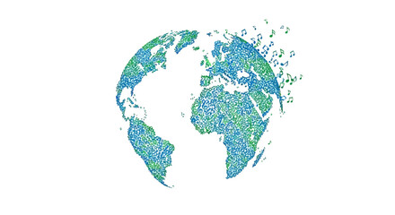 Fototapeta premium Vibrant illustration of a globe with a colorful, pixelated design on a white background, celebrating International music Day with a lively and eclectic mood.