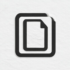 Stacked documents icon illustration, black and white, representing files and organization