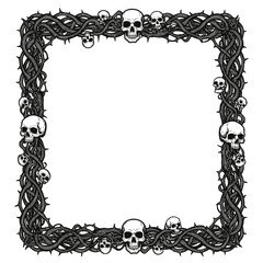 Thorny Branches and Skulls Border Frame
