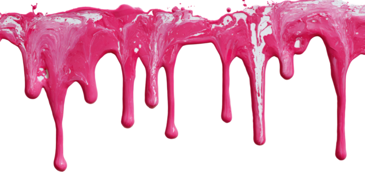 Pink dripping paint on transparent background