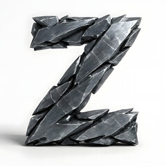 Letter Z metallic stone fractured alphabet design futuristic typography