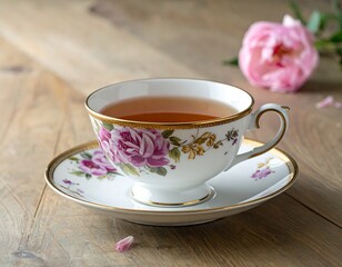 Elegant teacup with roses