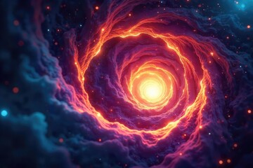 Obraz premium A swirling vortex of light and color depicts the abstract concept of time travel, a journey through different eras and dimensions , energy, future, modern