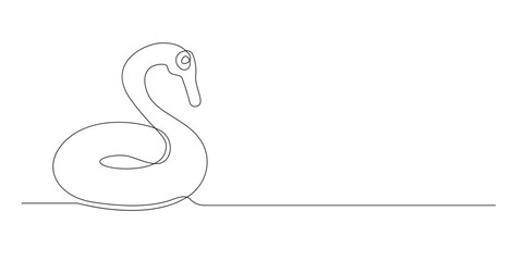 Swan Inflatable Ring One Line Drawing Vector
