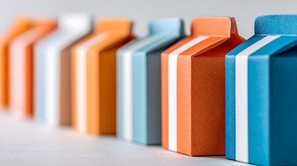 Fototapeta premium colorful product boxes in a row, showcasing product design