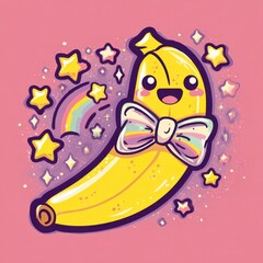 Cute banana with bow tie design