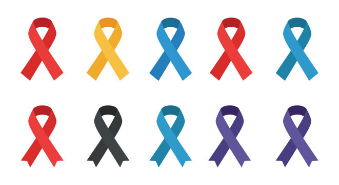 colorful awareness ribbons symbolizing various health causes and support