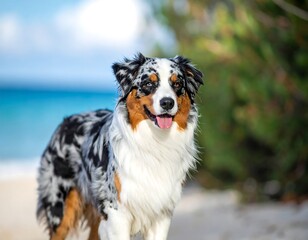 Fototapeta premium Dog on beach portrait