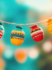 Colorful Decorative Lanterns Hanging Outdoors