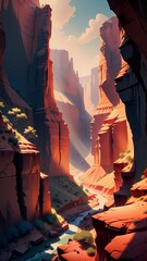 Fototapeta premium Dramatic Canyon Landscape - Dawn Light