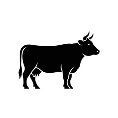 Elegant Black Cow Silhouette for Agricultural Branding, Educational Resources, and Farm-to-Table Marketing Projects