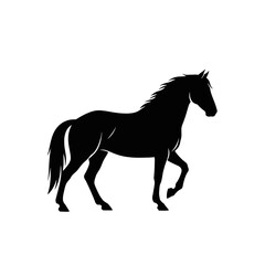 Elegant Horse Silhouette Vector Illustration for Equestrian Design and Branding Projects, Suitable for Logos, Prints, and Digital Media with a Focus on Equine Themes.