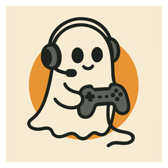 Gamer Ghost with Headset and Controller