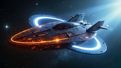 Creative image of circular spaceship