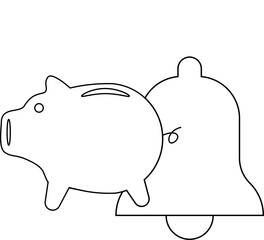 bell icon and piggy bank icon with white background